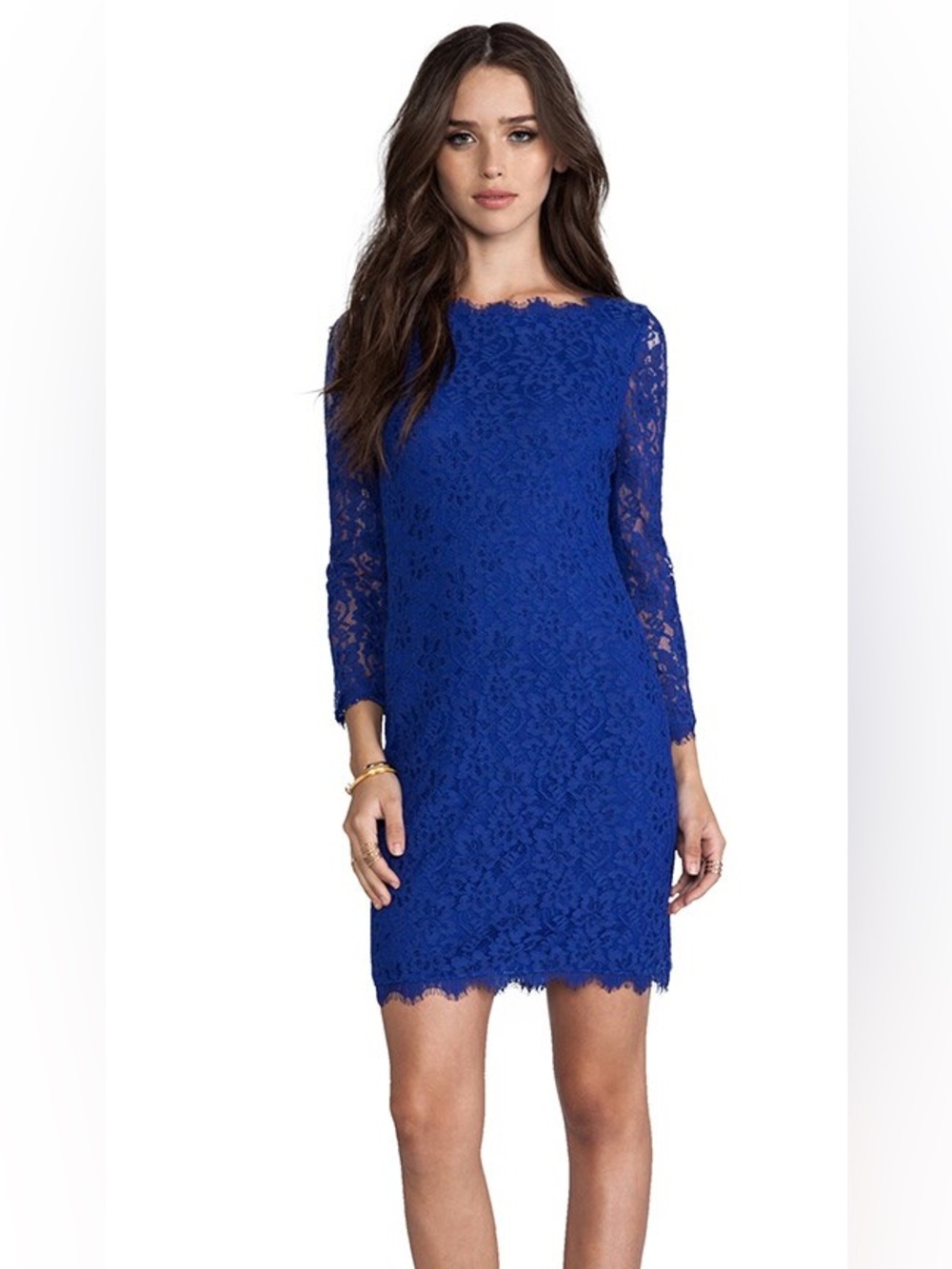 Diane von Furstenberg DVF Zarita Dress Size 10 Cobalt Blue Lace Cocktail Womens